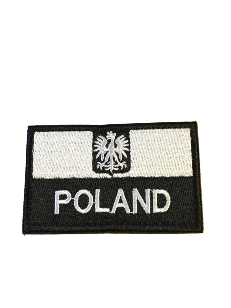 Polish Black/White Flag Embroidered Patch with Velcro backing