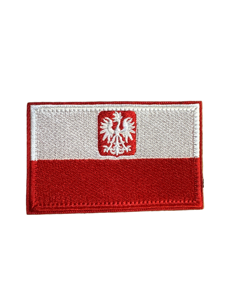 Polish Red/White Flag Embroidered Patch with Velcro backing