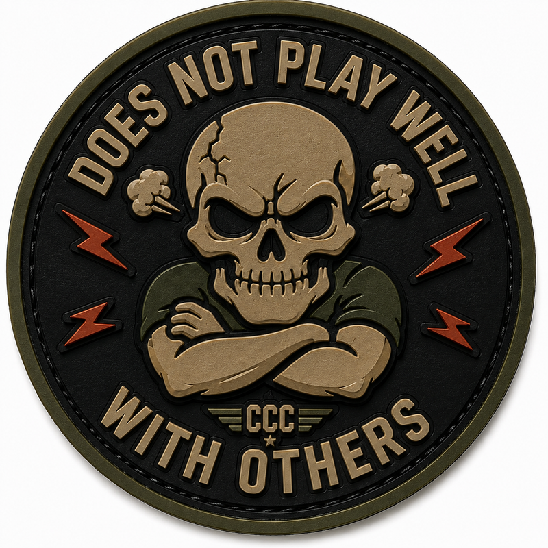 "Does Not Play Well With Others" PVC Morale Patch with Velcro backing