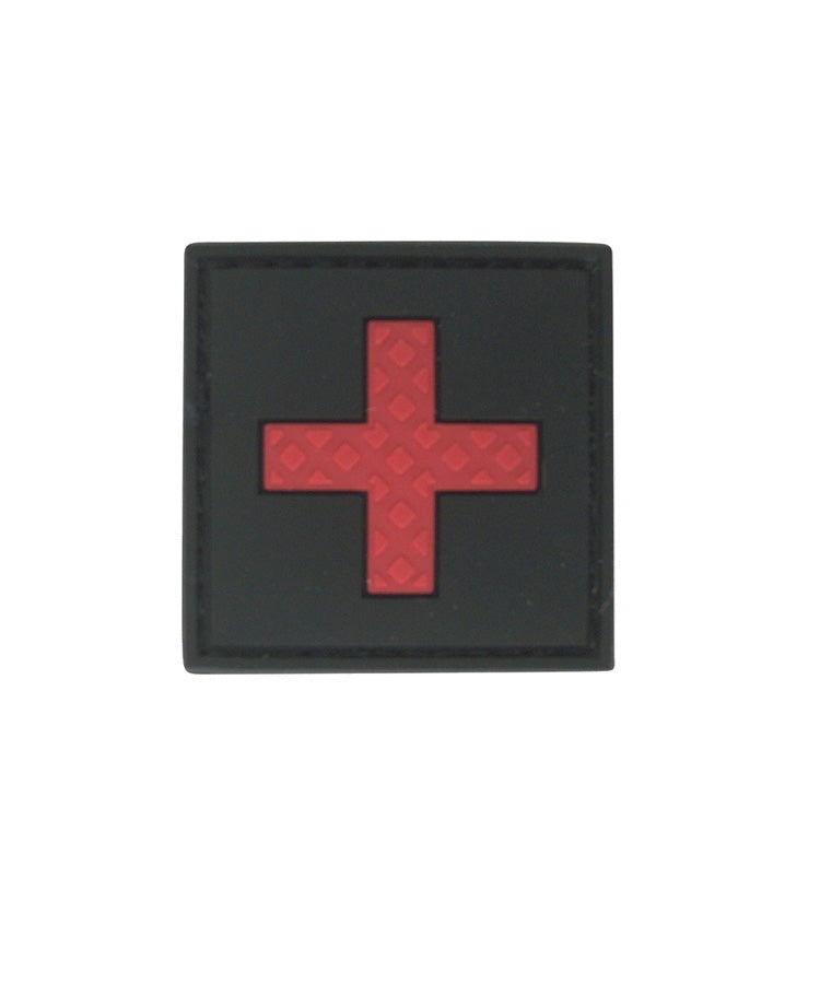 Red/Black Medic First Aid PVC Morale Patch with Velcro backing