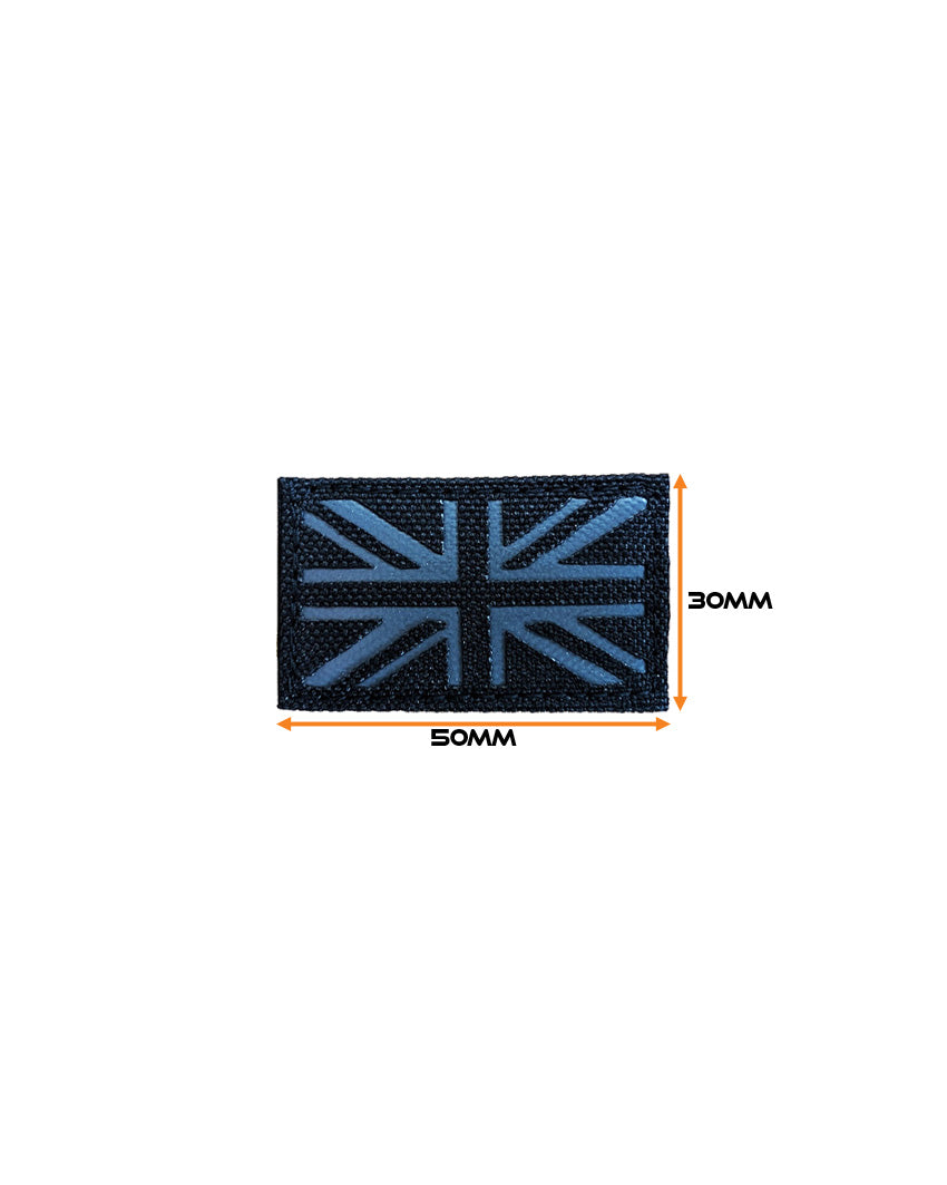 Mini Black/Grey Union Jack Flag Laser Cut Morale Patch with Velcro backing