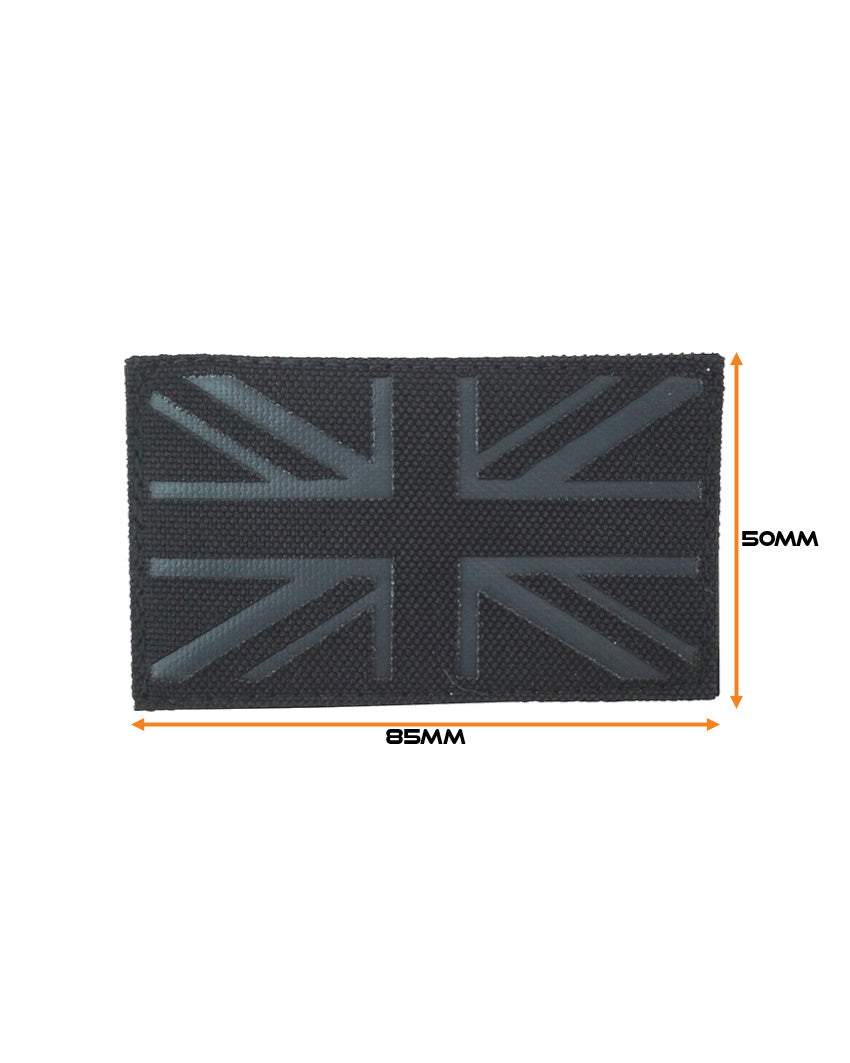 Black/Grey Union Jack Flag Laser Cut Morale Patch with Velcro backing