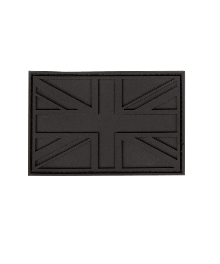 Black Union Jack Flag PVC Morale Patch with Velcro backing