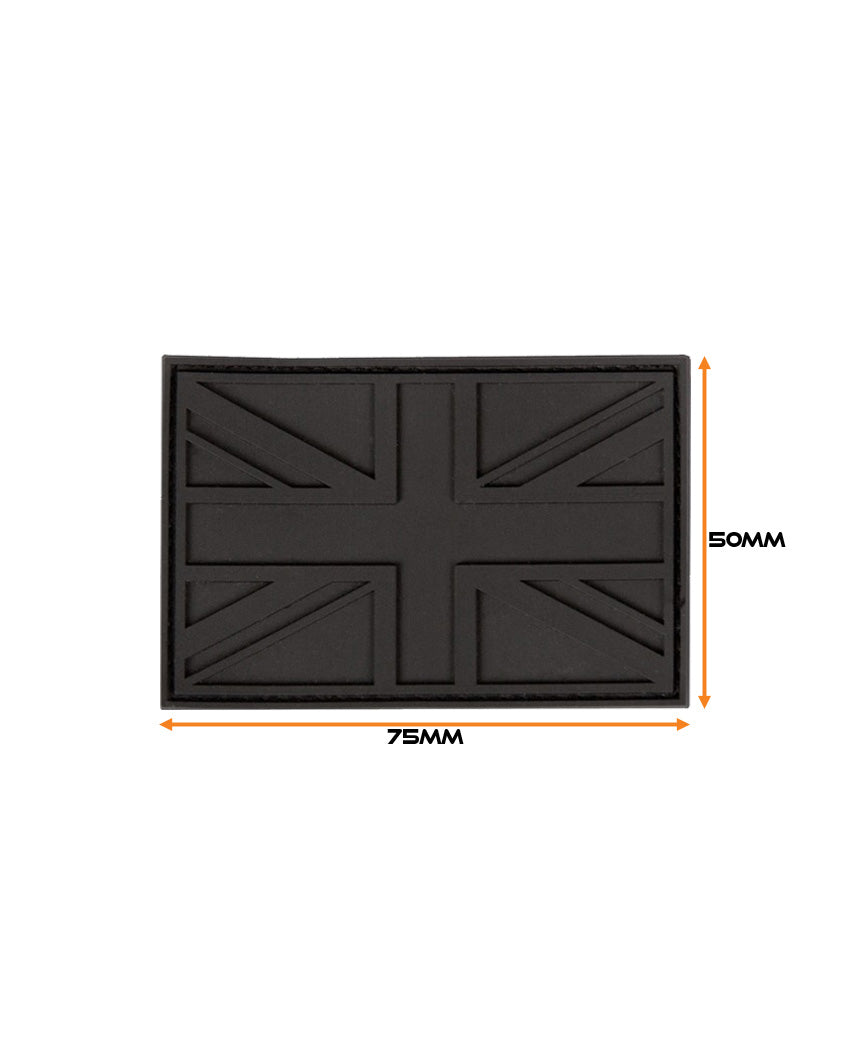 Black Union Jack Flag PVC Morale Patch with Velcro backing